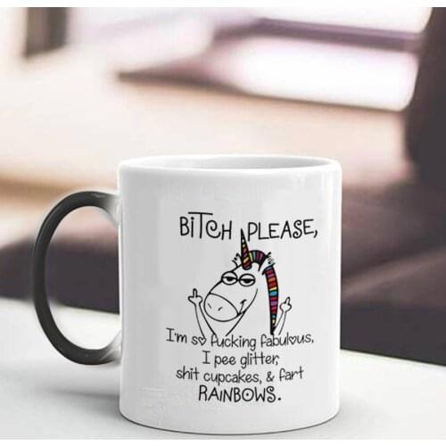 1pc Unicorn Coffee Mug cup change Colour Changing Heat Sensitive Ceramic Coffee Surprise Gifts Magic Tea quote cats pet
