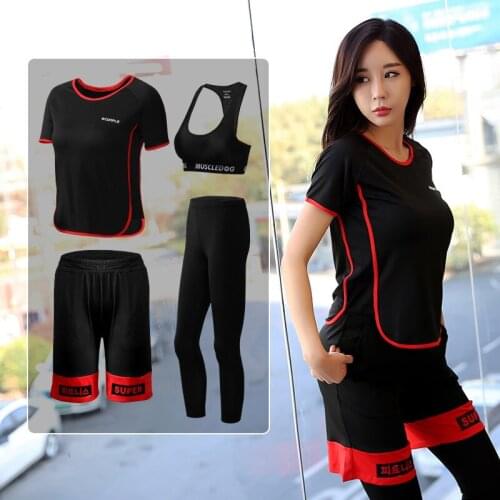 4 Piece Yoga Set Women Suit For Fitness Women Sports Bra Shirt Pant Short Leggings Gym Set Workout Clothes For Women Sportswear