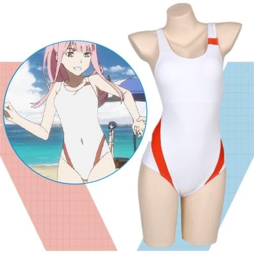 Anime DARLING in the FRANXX Zero Two Cosplay Costumes Women One Piece SUKUMIZU Swimwear Swimsuit S-XL