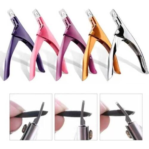 Professional Acrylic Nail Clipper Type U False Tips Edge Cutters Fake Nail Clippers Colorful Stainless Steel Nail Art Manicure