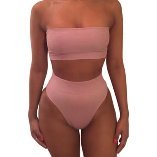 Hot Lightweight Fashion Women Swimsuit Comfortable Soft Bikini Solid Color Fashion Breathable for Honeymoon Beach Holiday DO2