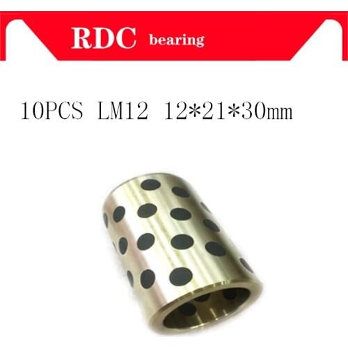 Free shipping 10pcs 12x21x30 mm linear graphite copper set bearing copper bushing oil self-lubricating bearing JDB LM12UU LM12