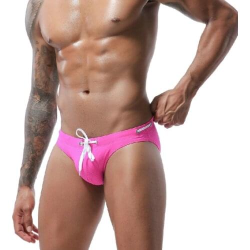 Mens Solid Color Swimwear Briefs sexy Low waist swimming short pants Beach pants Sexy male Surfing swimsuit mens bikini