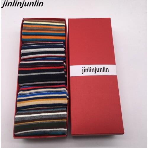2020 rushed For men Socks for girls Casual For Mens Socks for girls Color in stripes five pairs big size 45-46-48