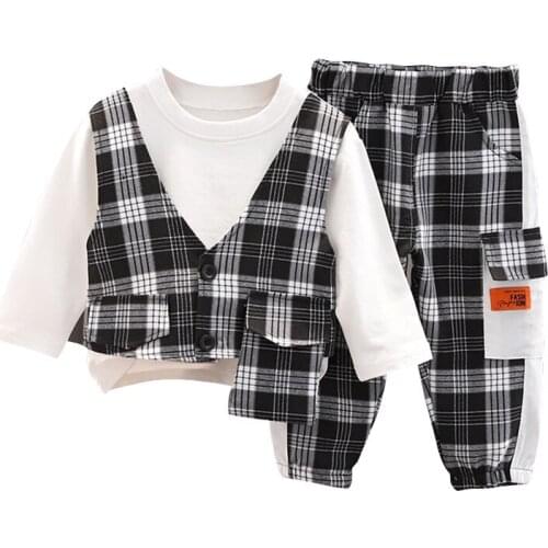 New Spring Children Gentleman Clothes Baby Boys Fashion T Shirt Pants 3Pcs/sets Autumn Kids Toddler Clothing Infant Tracksuits