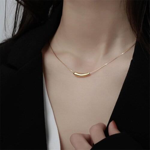 New Minimalist S925 Trendy Necklace for Women Elegant Gold Plated Water Drop Pendant Party Jewelry Choker