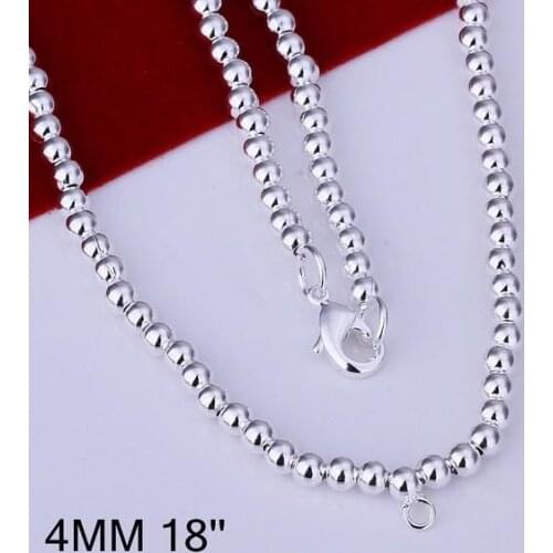 N114 Lucky Charm Silver Color Pendants For Women Sterling Necklace Accessories Fashion 4mm Bean Necklace /deyalwfa Hrwaqa
