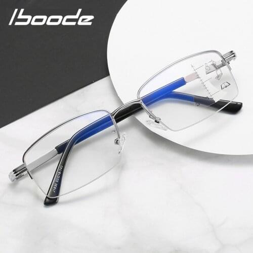 Iboode Anti-blue Light Progressive Multifocal Reading Glasses Women Men Classic Fashion Frame Presbyopic Glasses +1.0 to 3.5