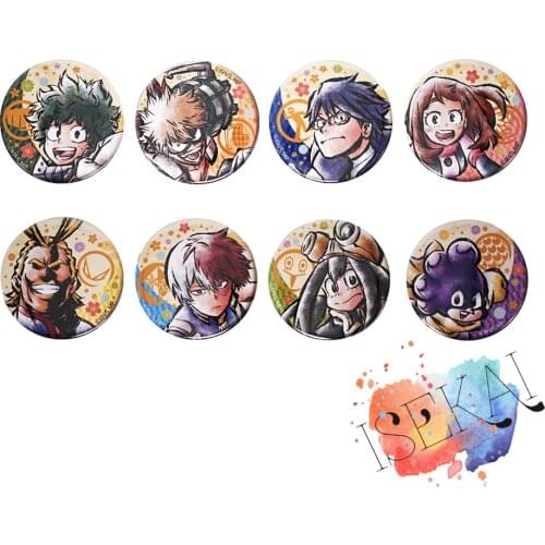 My Hero Academia Anime Boku No Hero Academia Chirimen Tin Badge Deku Shoto Asui All Might Anime Badge Brooch Pins