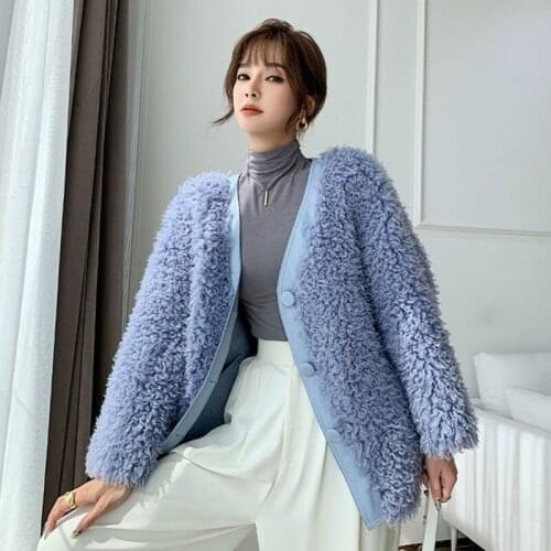 Winter Women Faux Fur Coat Female Thick Warm Fake Fleece Jacket Ladies Fashion V-neck Solid Jacket Casual Loose Overcoat L880