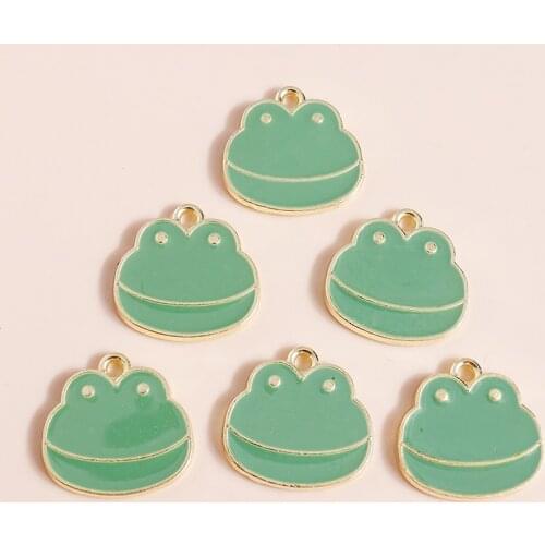 10pcs 16*15mm Cartoon Cute Frog Charms for Jewelry Making Diy Accessories Frog Prince Charms for Neckalces Earrings Making Craft
