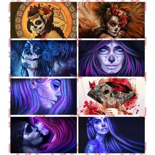 Full square/round drill 5D Diy Diamond Painting 'sugar skull beauty artwork' 3D Diamond Embroidery Mosaic Rhinestone wall decor