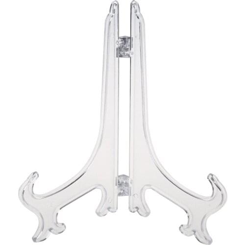Transparent 7" Display Easel Stand Plate Bowl Picture Frame Photo Pedestal Holder
