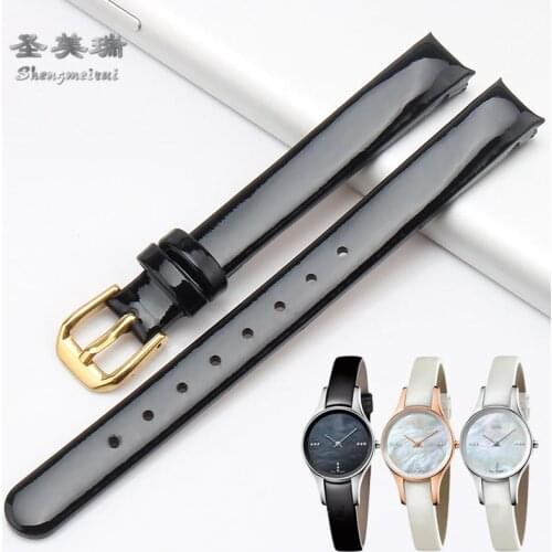 10MM Genuine Leather Strap FOR Calvin Klein Bent Bracelet Black / Brown Blue / White FOR K43231CS K43232 Womens Quartz Watch
