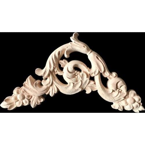 Woodcarving Flower Patch Decorative Wood Appliques Europe Furniture Door Decals Background Decoration Floral Applique Bed 39CM