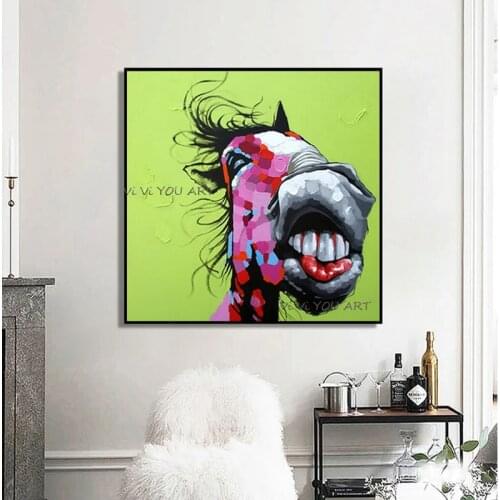 Hand-Painted Art Abstract Oil Paintings Living Modern Minimalist Cartoon Animal American Nordic Room Decoration Wall Pictures