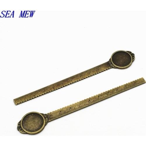 SEA MEW Inner 20mm 25*18mm Size Vintage Style Bookmark Base Settings Antique Bronze Silver-Color Bookmark For Jewelry Making