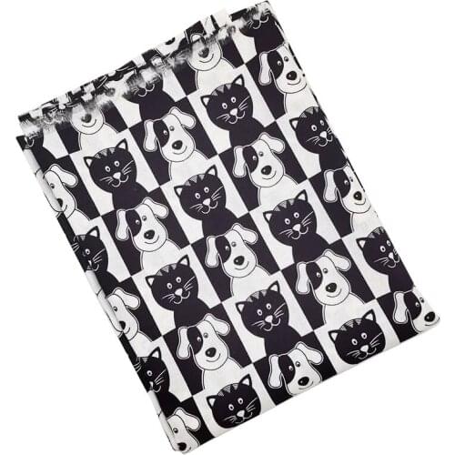 Width 105cm Cartoon Black/White Cats Dog Fabric Cotton Fabric Dogs Printed Fabric Patchwork Sewing Material Diy Dress Clothing