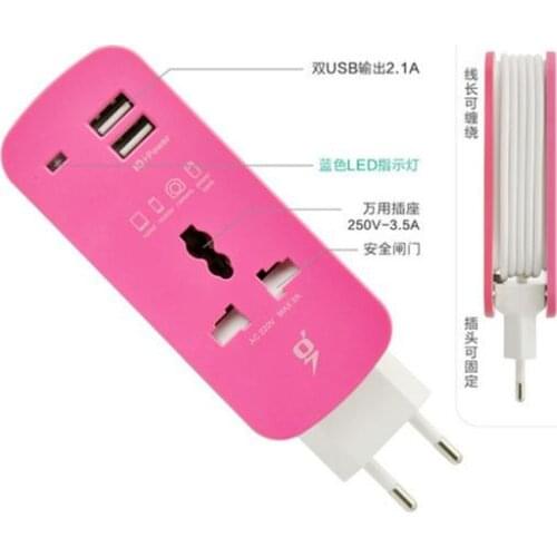 Power Strip EU Plug Power Extension Socket Travel Adapter 1.5m Cable Portable USB Smart Phone Tablets Charger Desktop Hub