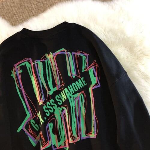 Vintage long-sleeved T-shirt 2021 lovers wear spring autumn new oversized O-neck male female students punk Japanese sweatshirt