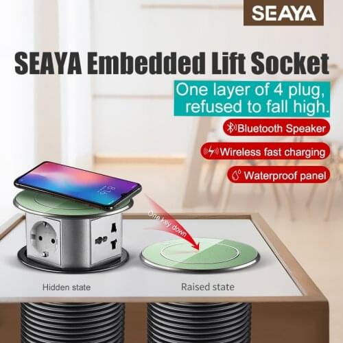 SEAYA EU Retractable Socket Lift Socket Embedded Kitchen Automatic Electric Power Strip Invisible Power Smart Wireless Charging