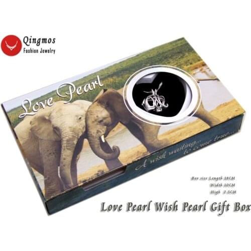 Qingmos Wish Pearl 20mm Elephant Cage Chokers Necklace for Women with Oyster Love Pearl Pendant Chain Necklace Box Gift-who3649