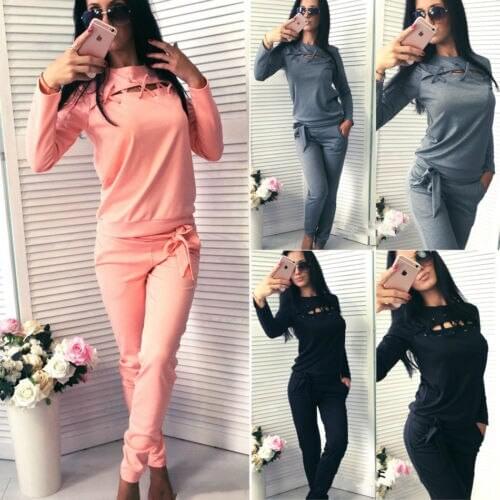 Zoulv 2021 Autumn Long Sleeve Lace Up Sweatshirt Pants Set Wear Casual Suit Women 2pcs Tracksuit Hoodies Clothes Set
