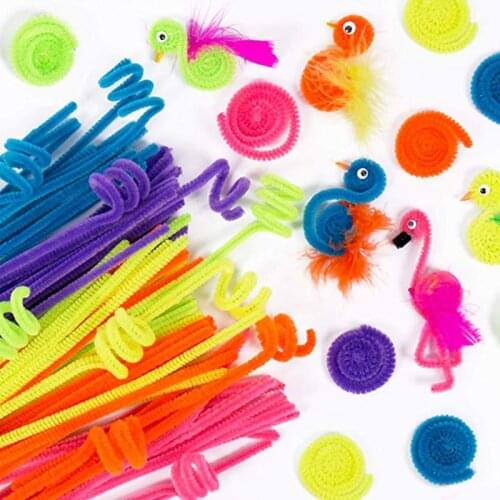 100pcs Pipe Cleaners for DIY Craft Chenille Stems Handmade Handicraft Twist Rod Braiding Wire Children Kid Plush Educational Toy