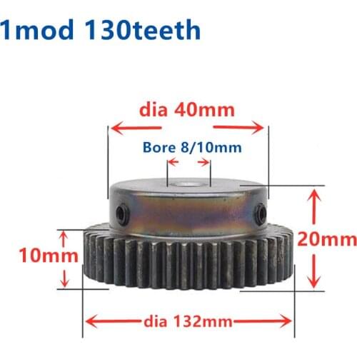 1mod 130teeth gear Mod 1 CNC Spur Gear pinion 130tooth Bore 10mm Right Teeth positive gear steel gear rack transmission RC