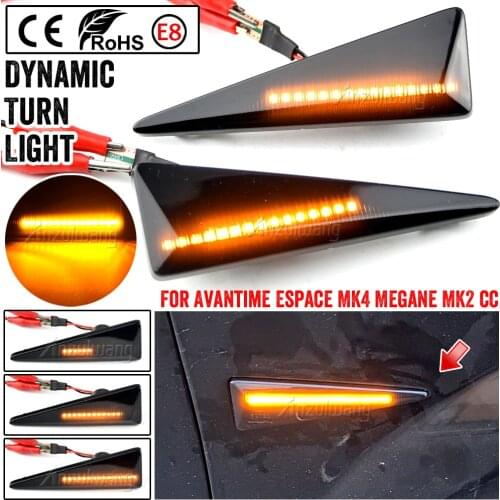 2Pcs Dynamic Amber LED Side Marker Turn Signal Light For Renault Avantime Espace IV Megane 2 Scenic 2 Vel Satis 02-09 Wind 10-13