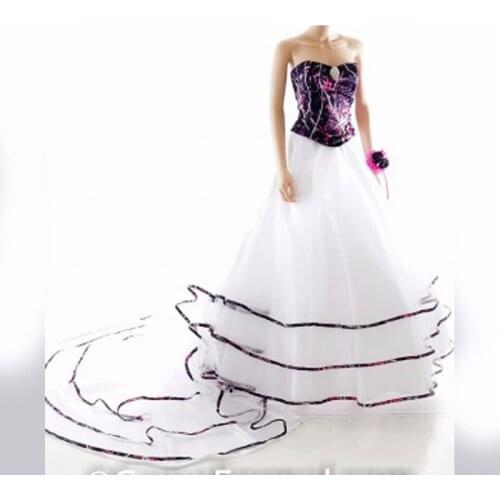 2021 Sweetheart A-Line Muddy Girl Camo Wedding Dresses Tiered Bridal Gowns Camouflage Long Countryside