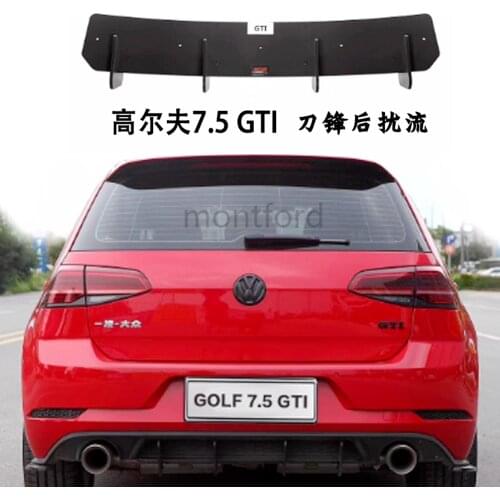 For Volkswagen VW Golf VII MK7 7.5 R Fins Shark Style ABS Black Rear Bumper Lip Trunk Spoiler Rear Diffuser Protector 3Pcs