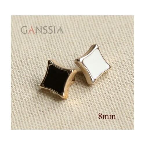 30pcs/lot 8mm square buttons Scrapbooking DIY accessories Resin buttons Black white(ss-114)