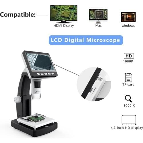 4.3 Inch 1000X HDMI Portable Microscope Handheld Endoscope Camera