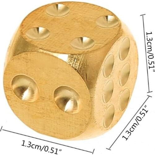 6pcs 13mm Copper Dice Home Decor Brass Dice Bar Supplies Game Tool Copper Metal X3UA