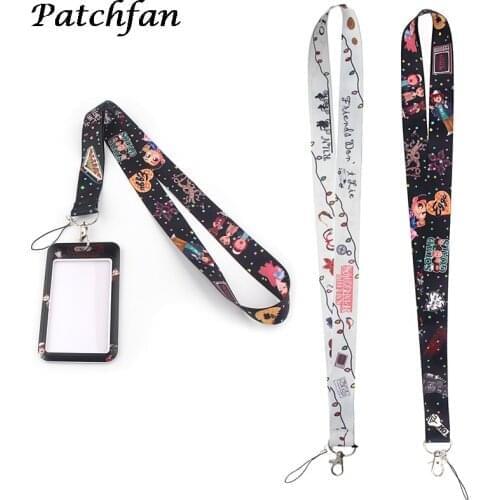 AD106 Patchfan Stranger Thing Tv Show Keychain Neck Strap for Keys ID Card Mobile Phone Lanyards Cartoon Credit Card Holder