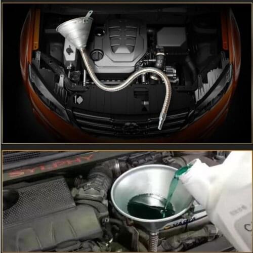 Car and Mtorcycle Truck 370MM Universal Iron Funnel Gasoline Engine oil Diesel Fuel Refueling Funnel Bendable With Filter