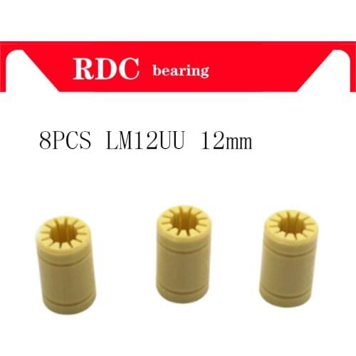 Free shipping 8pcs 3D Printer High quality Solid Polymer LM12UU Bearing - 12mm shaft RJMP-01-12 R Solid Plastic Bearing 12 mm ID
