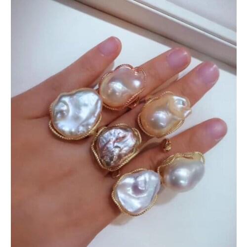 FREE shipping>>>>noble jewelry Genuine 9k gold baroque kasumi pearl Handmade Ring size can choose