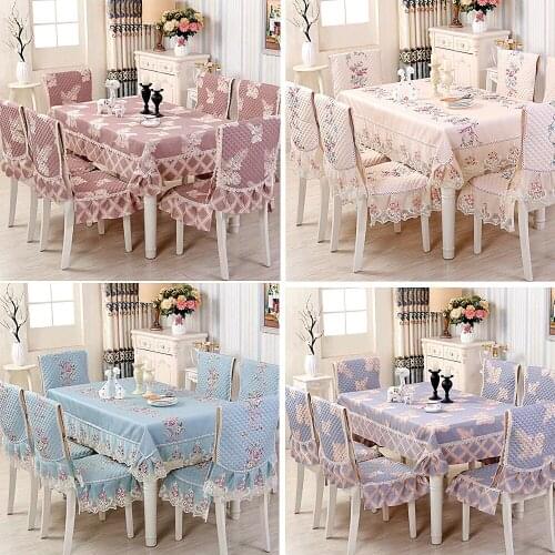 European Jacquard Quilted padded dining chair cushion tablecloth set High quality tablecloth chair cover Table decoration kit A1
