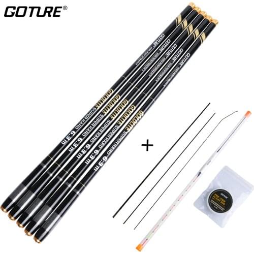 Goture GOLDLITE Fishing Rod Carbon Fiber 2/8 Power 3.6M-7.2M Telescopic Stream Rod with Float+ Rig for Carp Fishing Hand Pole
