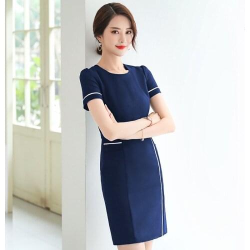 IZICFLY New style summer women dress work wear Elegant Office Dresses vestido verano formal Business blue plus size dress 4XL