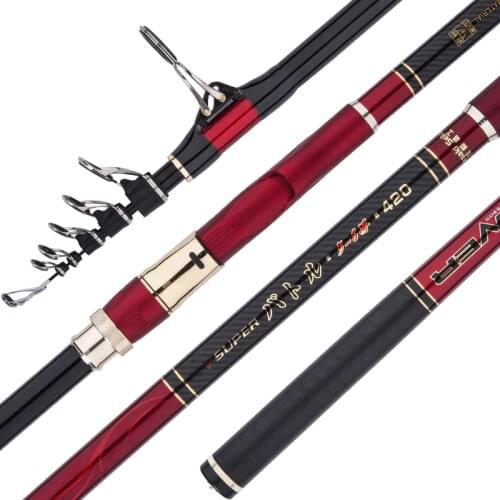 5# Rock Fishing Rod Carbon 4.2m 5.3m 6.3m 7.2m Ultra-hard Distance Throwing Fishing Olta Telescopic Fish Cane Striped Bass Pesca