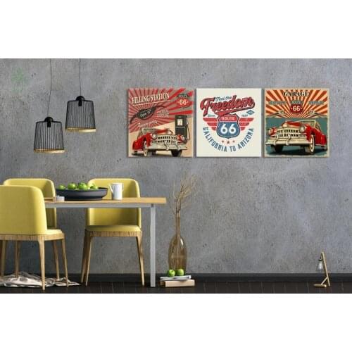 Classic American Cars And The Freedom Sign Retro Harmonies Decor Design 80s Colors And Patterns Oil Painting