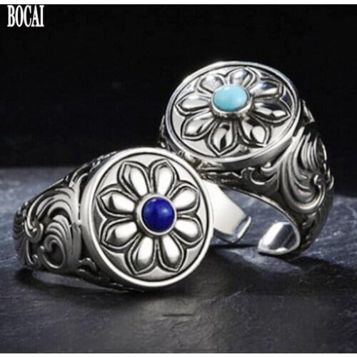 Real s925 silver ring man retro rotatable, personality ring single domineering for man Korean version original design man rings