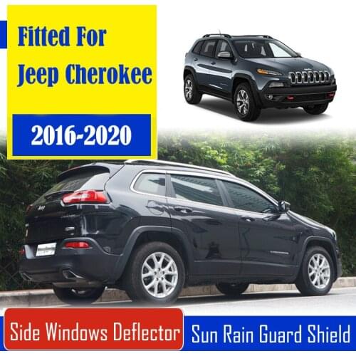 1 Set Chrome Side Vent Sun Shade Window Visors Rain Guard Deflectors For Jeep Cherokee 2016-2020