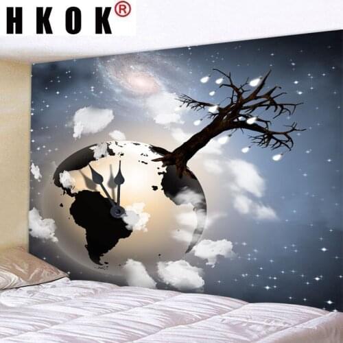 HKOK Beautiful Space Planet Digital Printed Tapestry Wall Hanging Wall Covering Rugs Background Cloth Beach Mat Blanket Home Dec