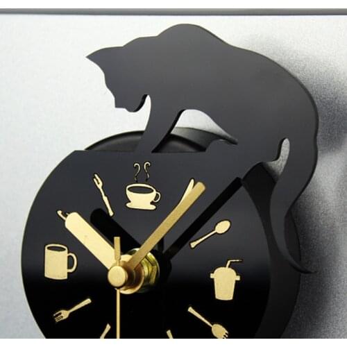 Kitchen Fridge Cats Clock Mini Lovely Kitten Creatived Magnet Suction Clock STTA889