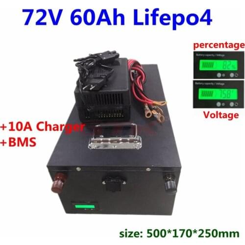 Lifepo4 72V 60Ah not 80Ah 100Ah Lithiumn battery with BMS 24S for 3000W 4000W motor motorcycle ebike solar system+10A Charger