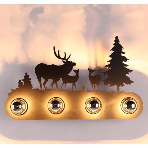 Cartoon Ultra-thin Iron black Vivi Animal Landscape Wall Scouce with 4 E27 LED Bulbs lighting fixture indoor lighting wall lamp